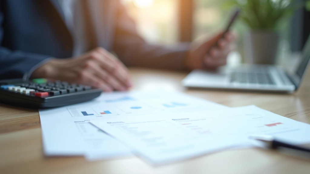 Dokumenty umów finansowych i kalkulator na biurku handlowca energią